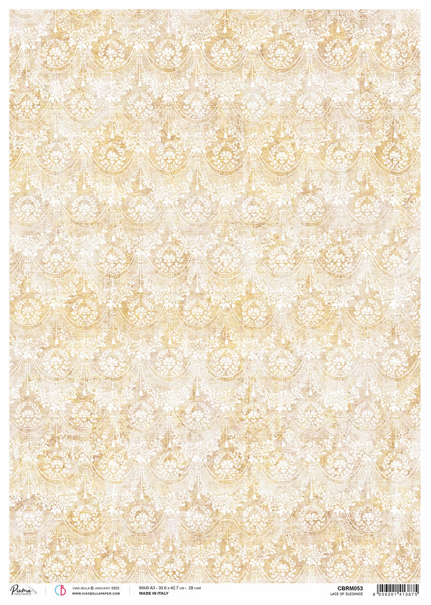 Papier de riz A3 Dentelle d'élégance Piuma - 3 feuilles