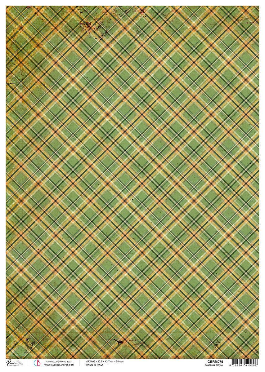 Ciao Bella Papier de Riz A3 Piuma Tartan Canadien - 3 Feuilles