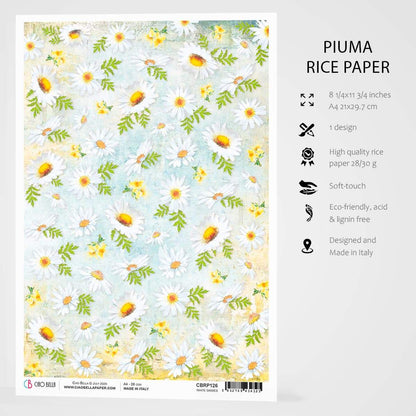 Ciao Bella Papier de Riz A4 Marguerites Blanches