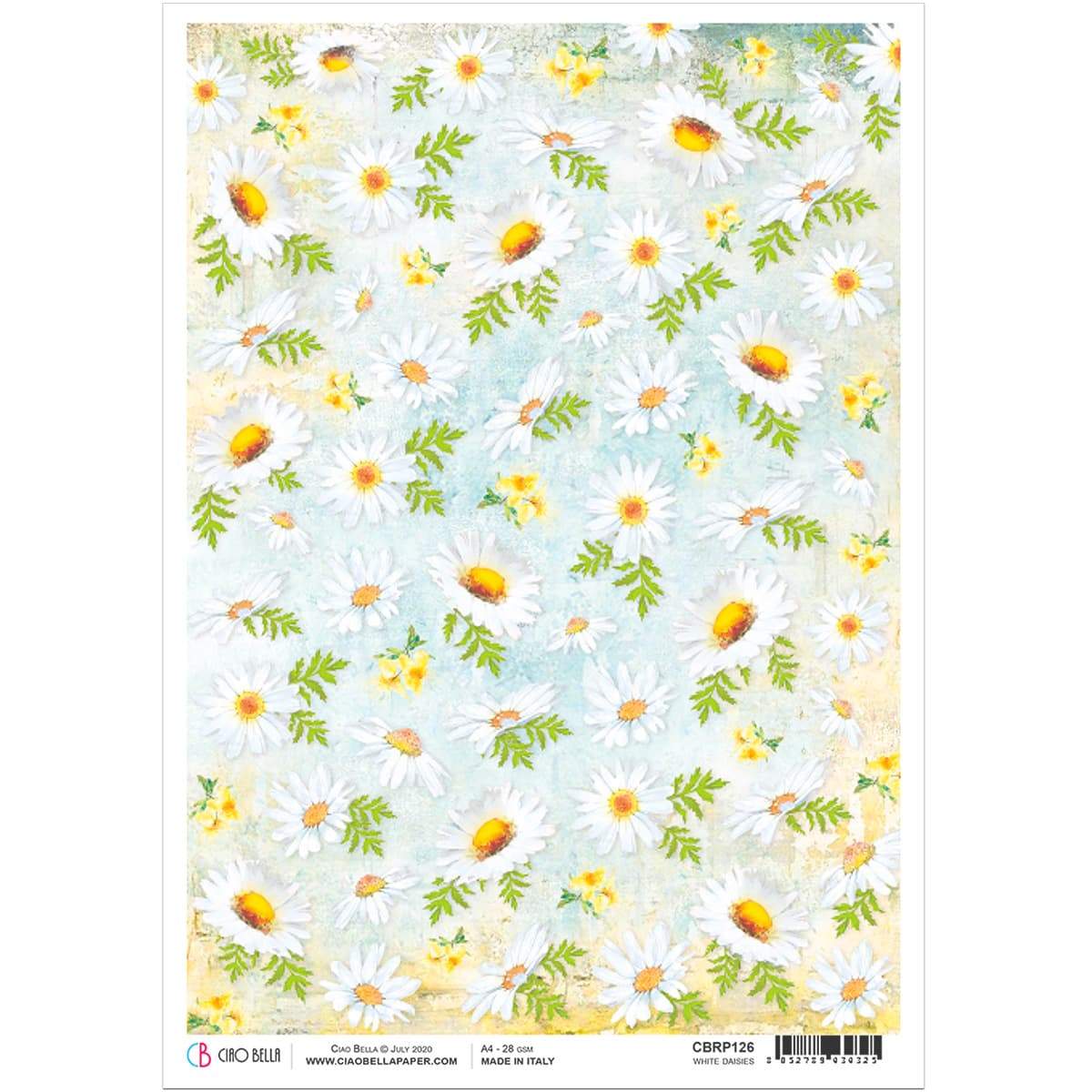 Ciao Bella Papier de Riz A4 Marguerites Blanches