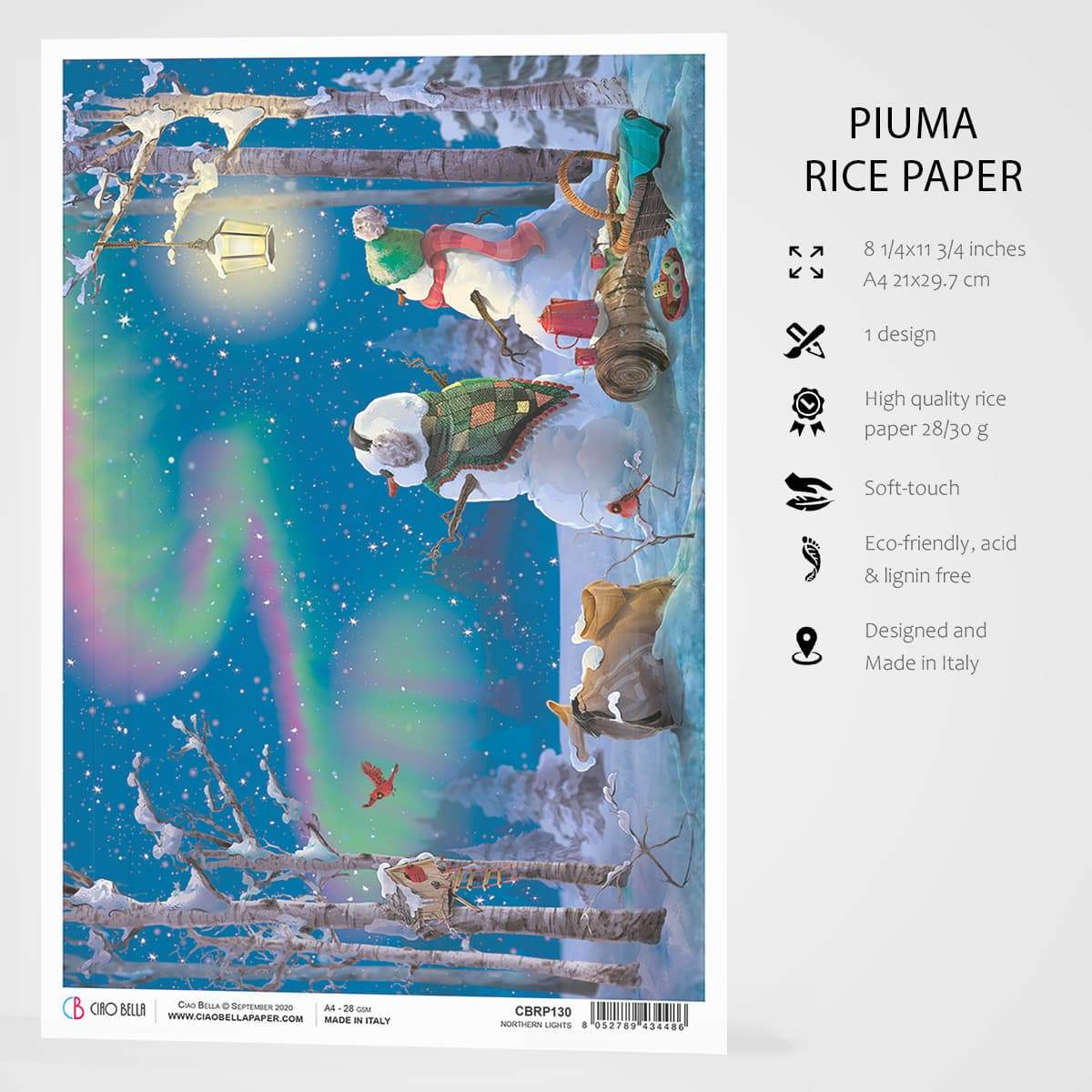 Ciao Bella Papier de Riz A4 Aurores Boréales