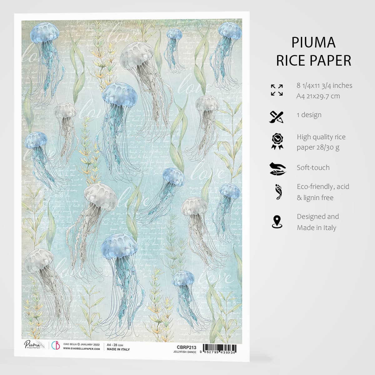 Ciao Bella Papier de Riz A4 Danse de Méduses