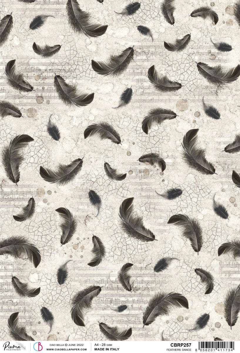 Ciao Bella Papier de Riz A4 Piuma Feathers Dance - 5 Feuilles