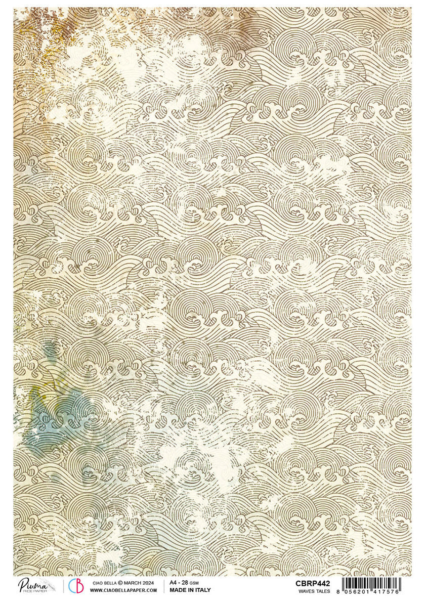 Papier de riz A4 Vagues Histoires - 5 feuilles