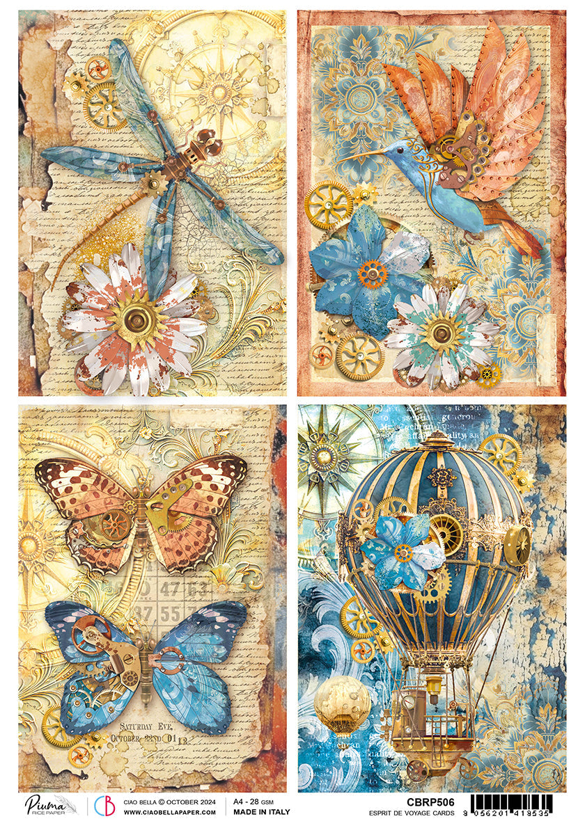 Cartes A4 Esprit de Voyage en papier de riz