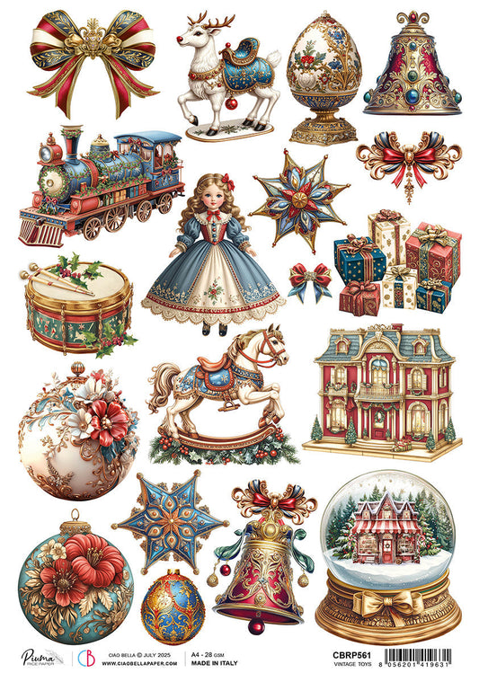 Rice Paper A4 Vintage Toys - 5 Sheets