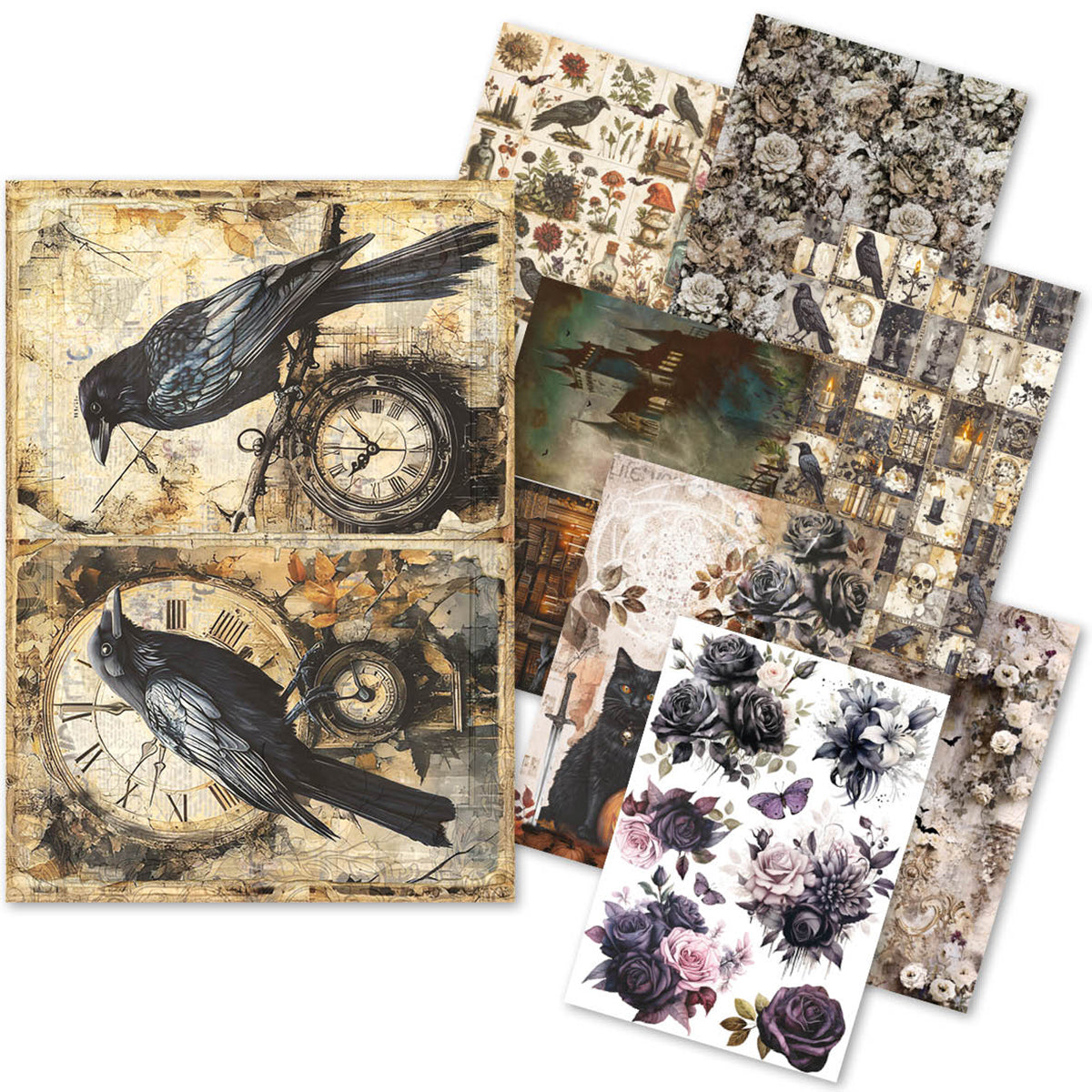 Papier de riz A5 ASSORTI 8 feuilles/paquet Dark Academia