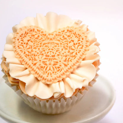 Moule à cupcake en silicone Cœur de dentelle