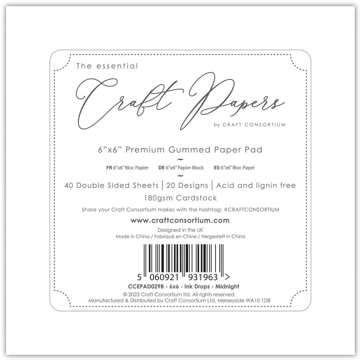 Craft Consortium - Ink Drops - Minuit - 6x6