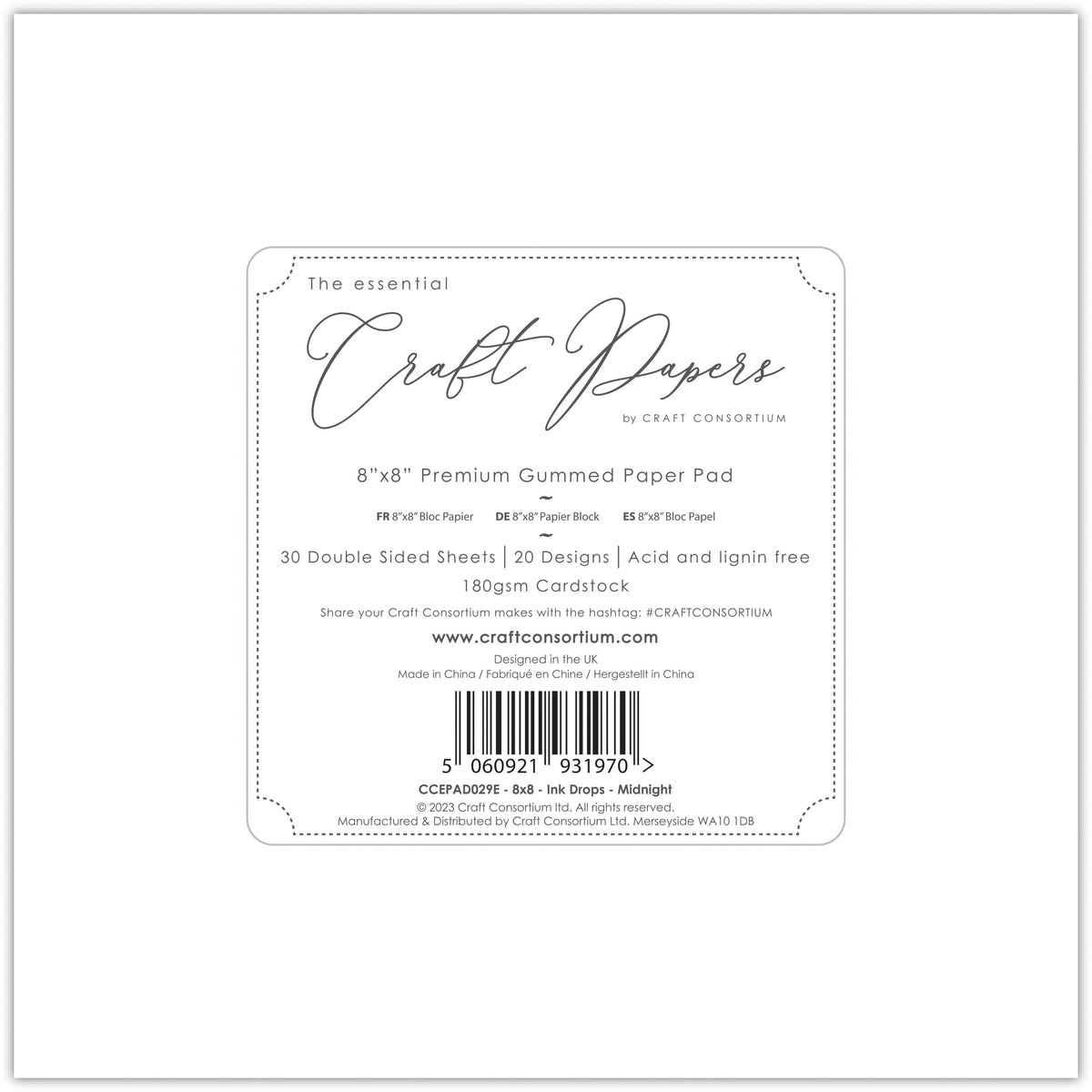 Craft Consortium - Gouttes d'encre - Minuit - 20x20cm