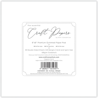 Craft Consortium - Gouttes d'encre - Minuit - 20x20cm
