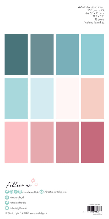 Bloc de papier uni CCL Couleurs Hiver Pâtels Essentiels 24 feuilles