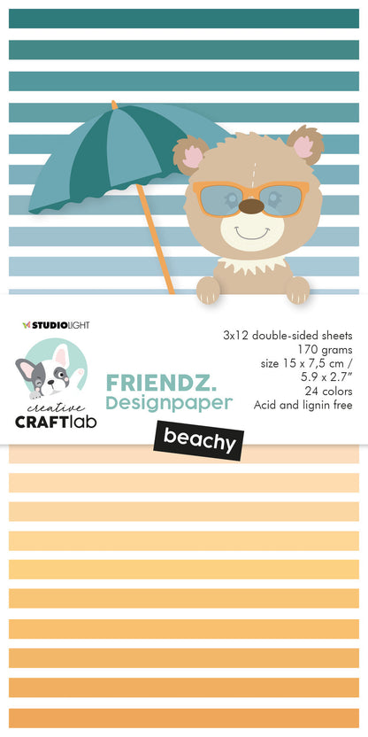 CCL Mini bloc de papier Beachy Friendz 150x75x9mm 24 feuilles n°94