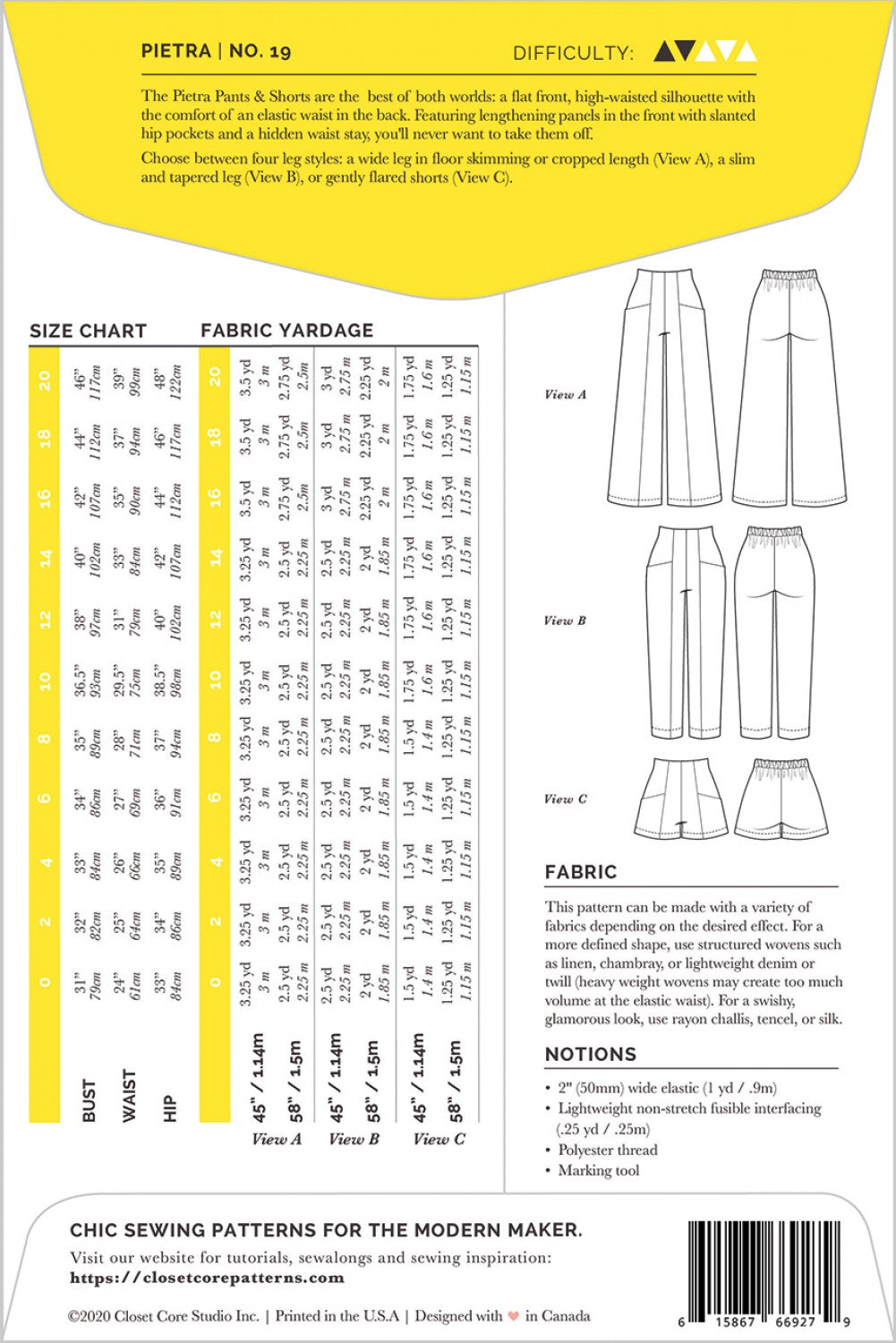 Pantalon et short Pietra par Closet Core Patterns