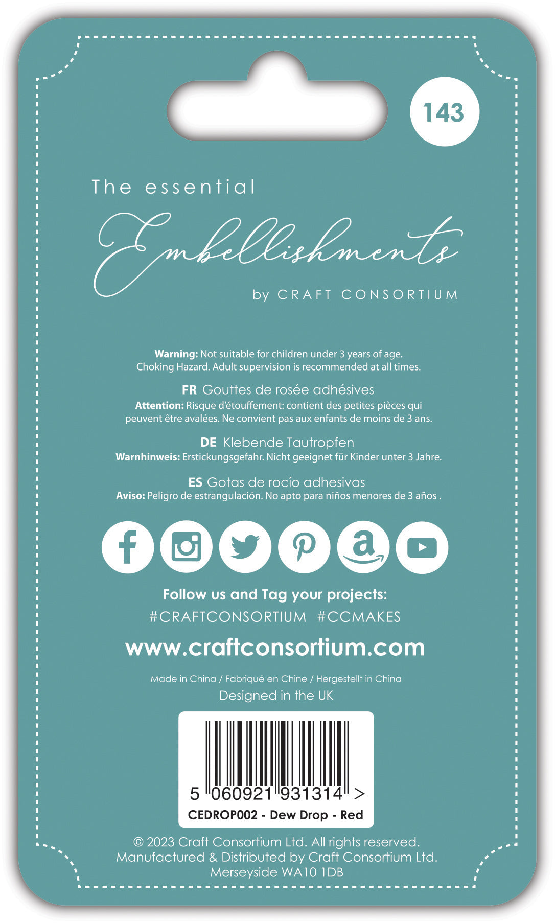Gouttes adhésives décoratives Craft Consortium – Rouge