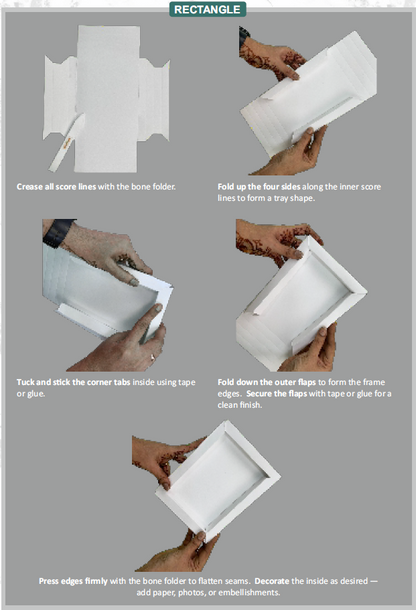 CrafTreat 3D Fold Shapes - Frames White - Rectangle 6pcs
