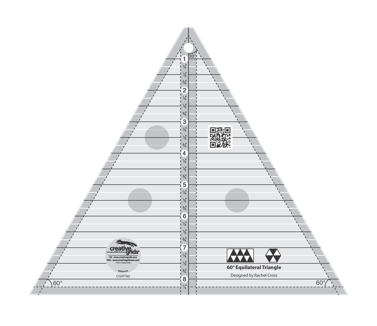 Creative Grids 60 Degree Triangle 8.5" Quilt Ruler