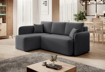 Canapé d'angle convertible 3 places avec rangement Hadson - Gris