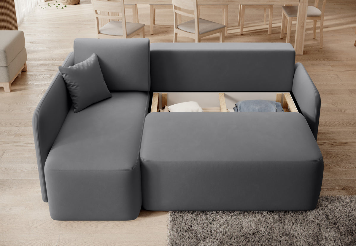 Canapé d'angle convertible 3 places avec rangement Hadson - Gris