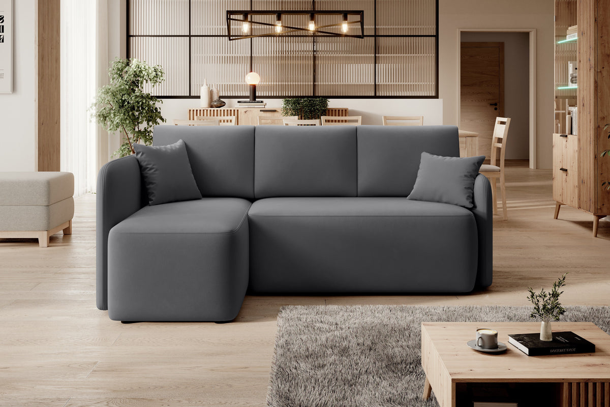Canapé d'angle convertible 3 places avec rangement Hadson - Gris