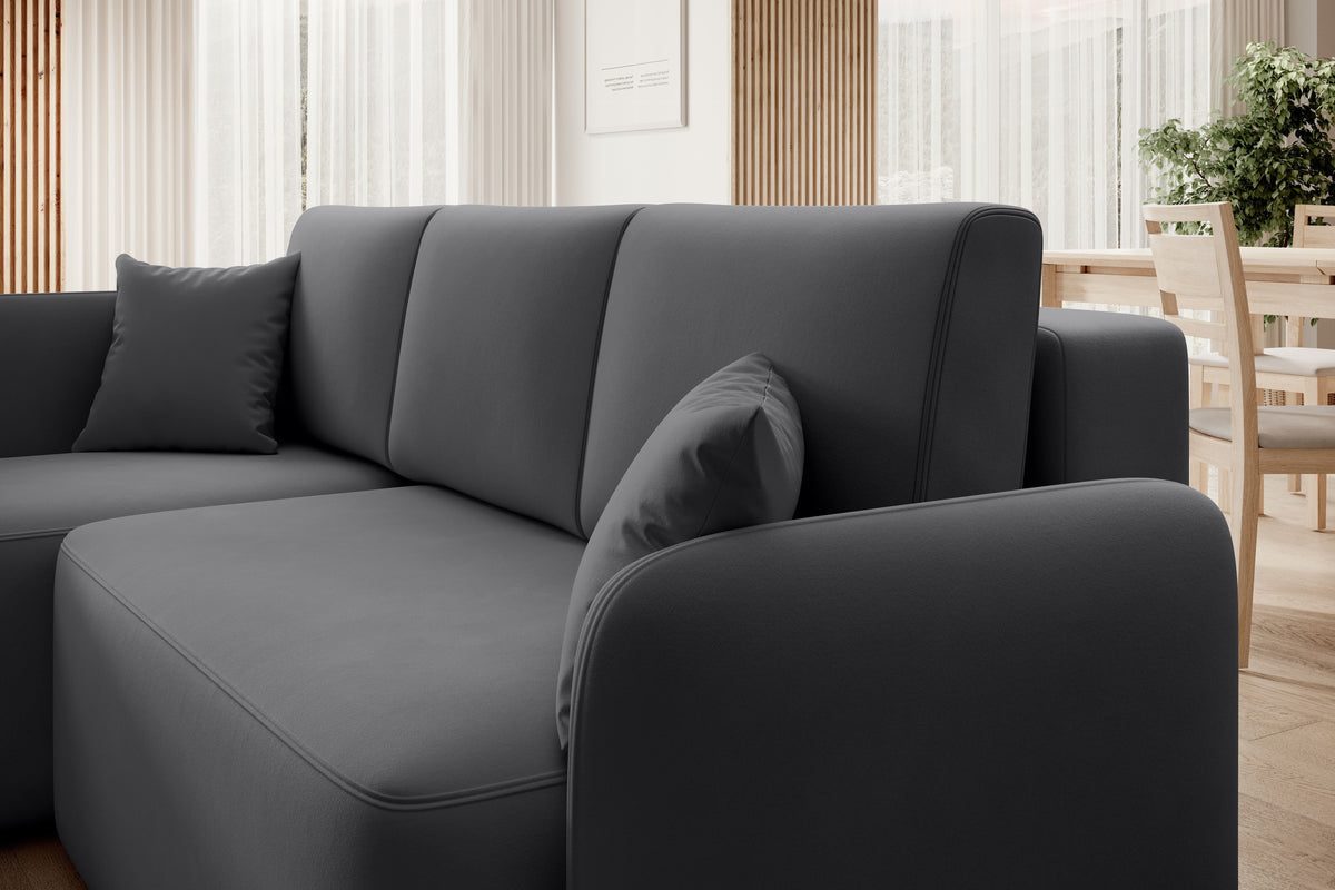 Canapé d'angle convertible 3 places avec rangement Hadson - Gris