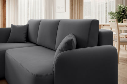 Canapé d'angle convertible 3 places avec rangement Hadson - Gris
