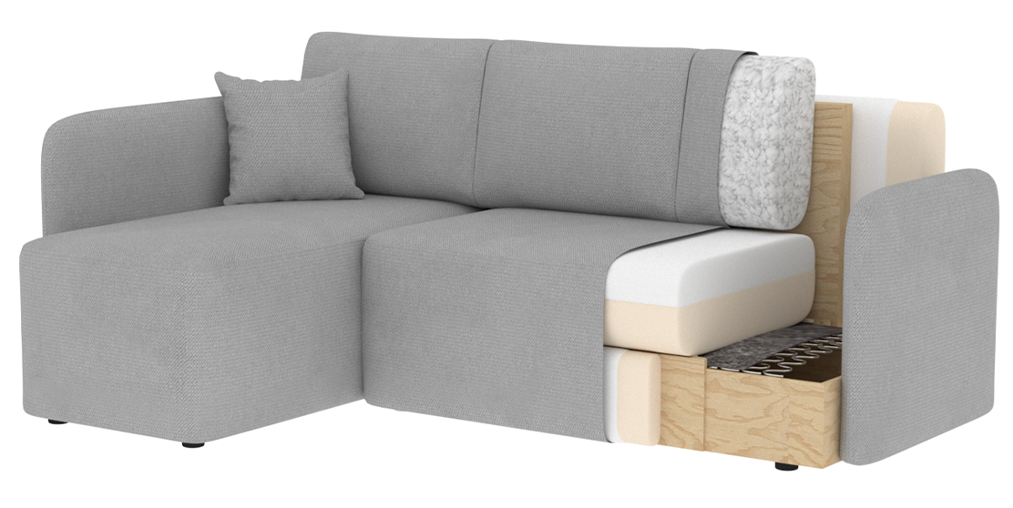 Canapé d'angle convertible 3 places avec rangement Hadson - Gris