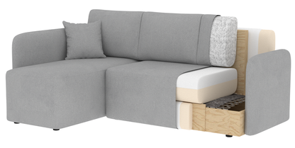 Hadson 3 Seater Storage Sleeper Chaise Sofa - Emerald Green