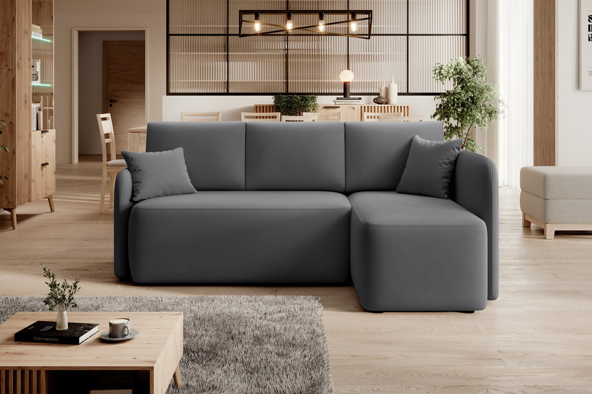 Canapé d'angle convertible 3 places avec rangement Hadson - Gris