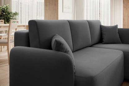 Canapé d'angle convertible 3 places avec rangement Hadson - Gris