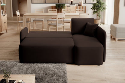 Hadson 3 Seater Storage Sleeper Chaise Sofa - Dark Brown