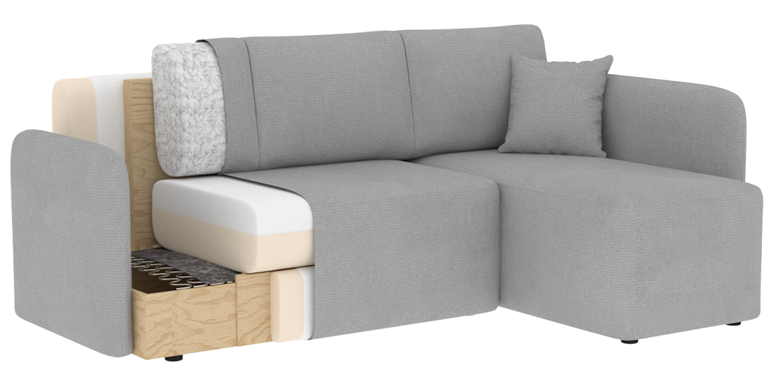 Canapé d'angle convertible 3 places avec rangement Hadson - Gris