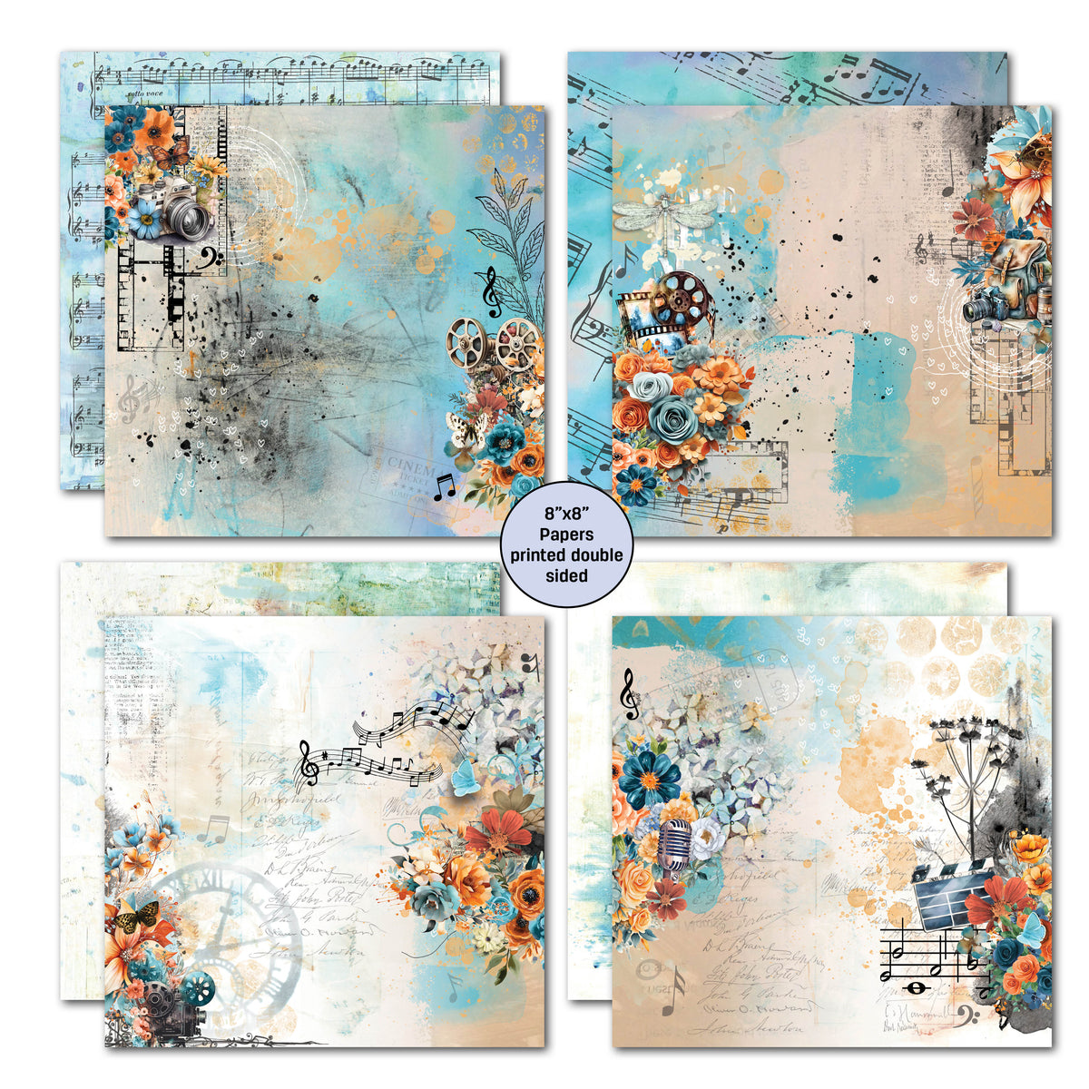 3Quarter Designs Cerulean Score 8x8 Paper Pack