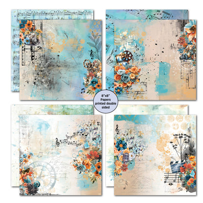 3Quarter Designs Cerulean Score 8x8 Paper Pack