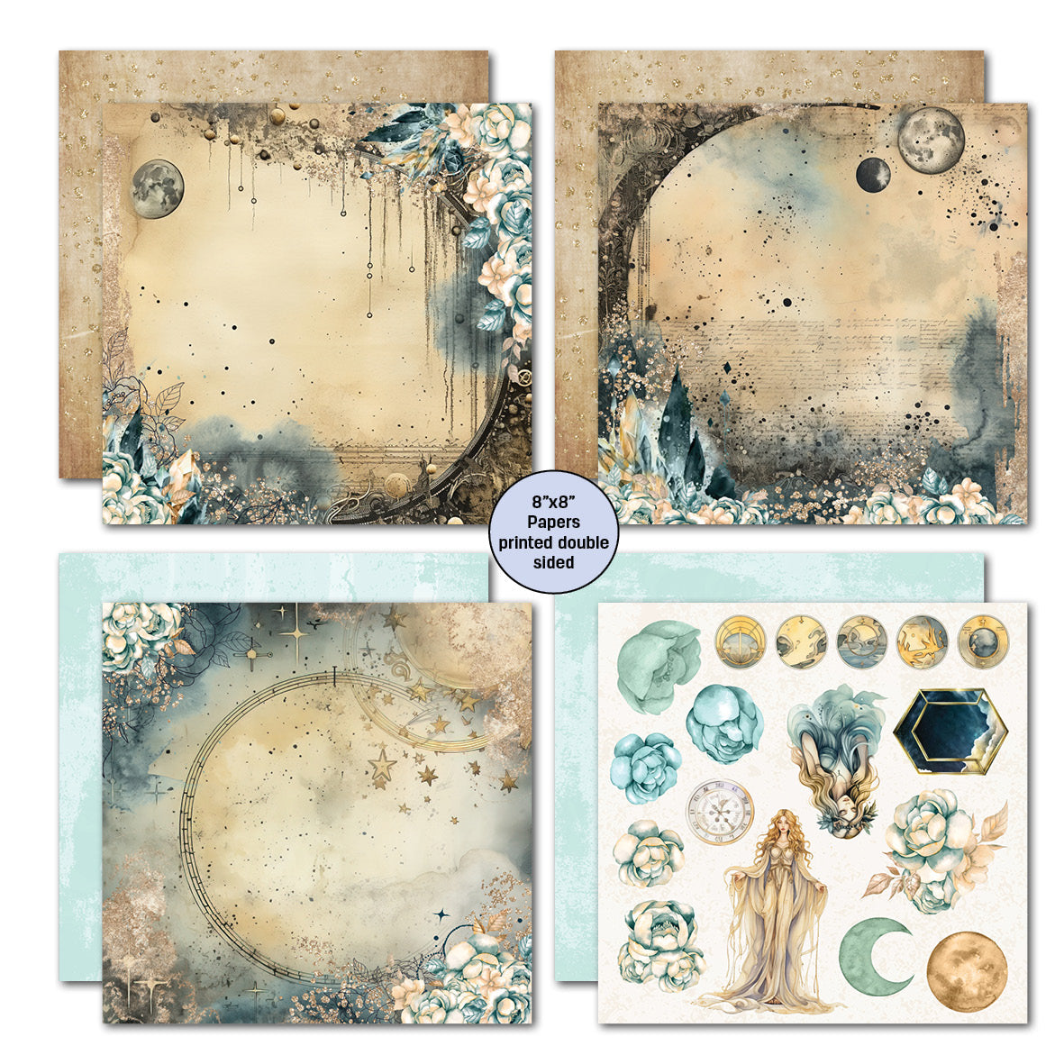Pack de papier 20x20 cm Celestial Skies 3Quarter Designs