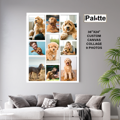 Toile de collage 81 x 61 cm, 9 photos, format portrait - toutes occasions