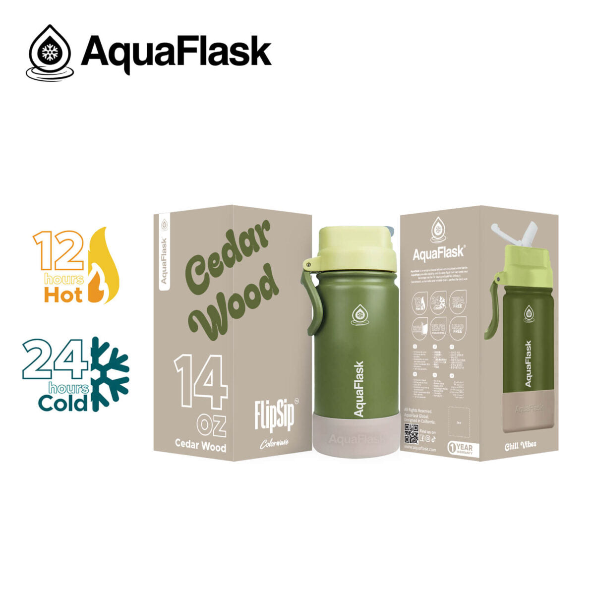 Bouteilles d'eau AquaFlask Kids FlipSip 414 ml (14 oz)
