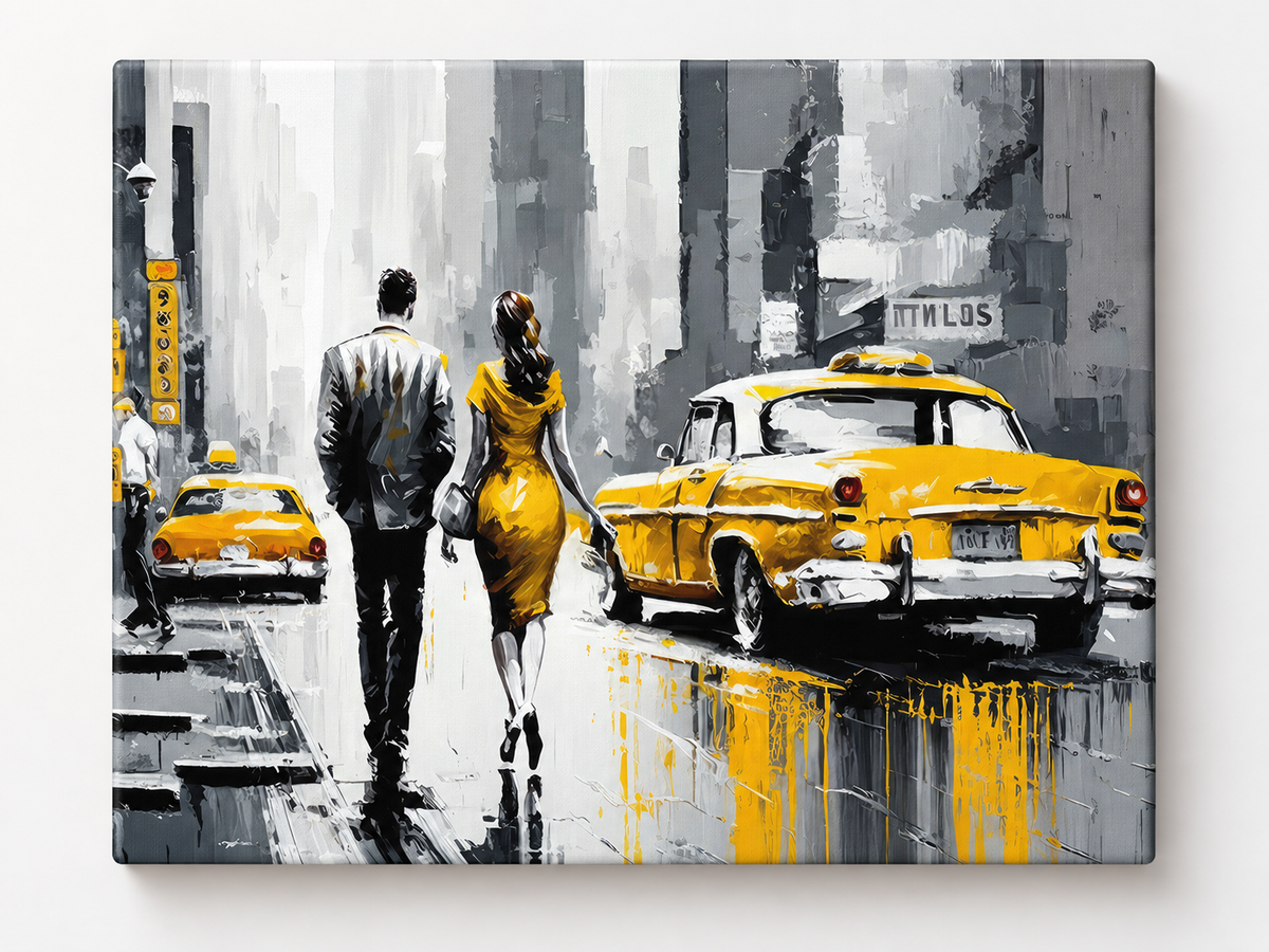 Vintage New York Scene Canvas Wall Art