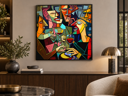 Drinking Group | Cubist Canvas Wall Art