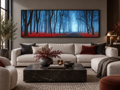 Impression sur toile - Arbres dans la brume bleue - Décoration murale