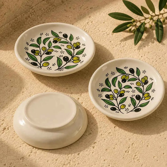 Small Ceramic Bowl 13 cm – Handmade Olive Design Serving & Decorative Bowl