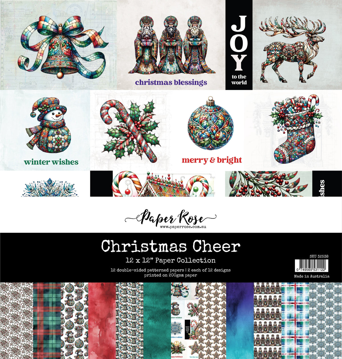 Collection de papiers Noël Joyeux 30,5x30,5 cm 32538