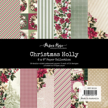 Collection de papier Houx de Noël 6x6 35115