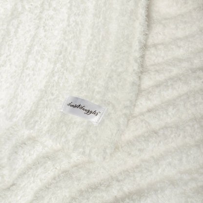 White Ribbed Extended Throw