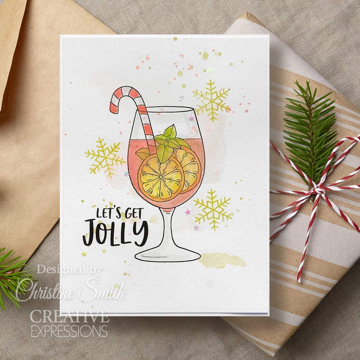Creative Expressions Jane's Doodles Holiday Cheers Lot de 12 tampons transparents 15 x 20 cm