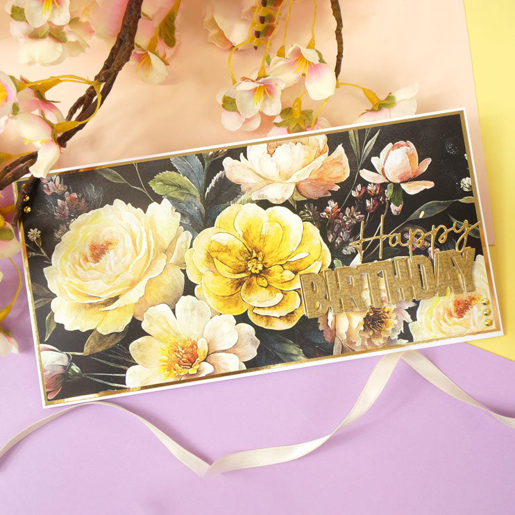 Blocs de papier Duo Design – Motifs floraux de minuit et Craquelures vintage