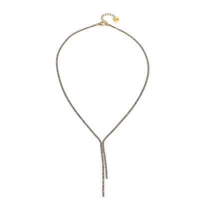 DIANA Pavé Zirconia String Chain Necklace with a Lariat Detail