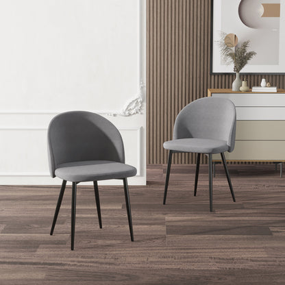 Lot de 2 chaises de salle à manger mi-dossier en velours Dylan – Gris