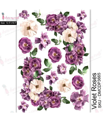 Dress My Craft Transfer Me - Roses violettes (12,5"x18,5")