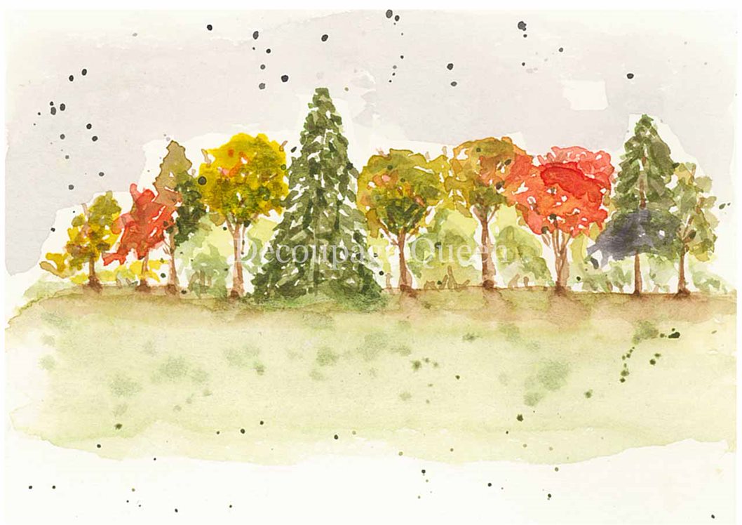 De l'ancien au Ooh La La - Papier de riz Forêt d'automne A4 - 5 feuilles